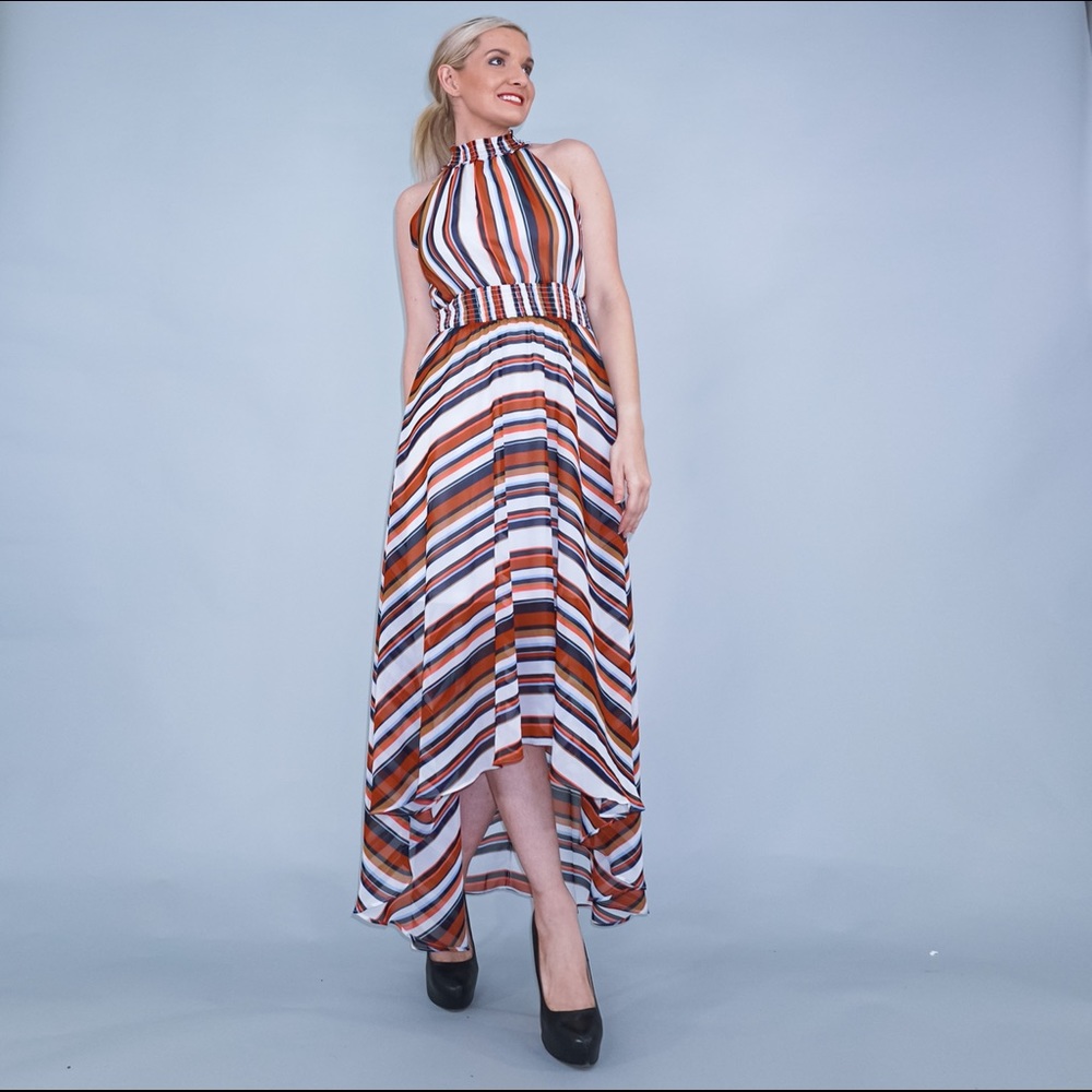 Stripe Boho High Low Dress - Picture 2 of 13